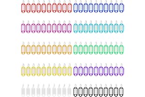 Mkitnvy 100 sztuk breloczków do kluczy, breloczki do kluczy z kółkami do kluczy, 10 wymiennych kolorów, tabliczki na klucze do oznaczania różnych przedmiotów, takich jak klucze, bagaż, zwierzęta