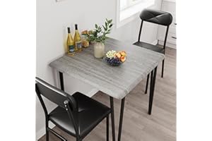 Salutmeuble Esstisch-Set für 2, 3-teilige Küche Esszimmer-Set, Esszimmer-Tisch-Set mit 2 Gepolsterten Stühlen für Kleine Raum Küche Wohnung (Grau)