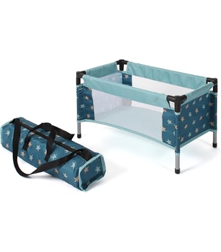 Lit Parapluie Pour Poupon Gris Jean 54x31x32 Cm - Set Accessoires + Carte Animal