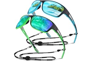 Sunier Polarised Sunglasses for Men Women, Wrap Around Unbreakable Sports Fishing Driving UV400 Protection Sun Glasses