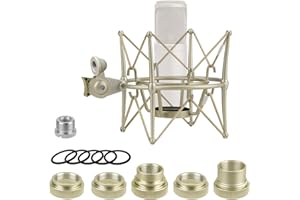 Geekria for Creators - Soporte de choque para micrófono compatible con Rode NT1-A, NT2-A, NT1000, NT2000, NTK, Procaster, K2, abrazadera adaptadora de micrófono (champán/metal)