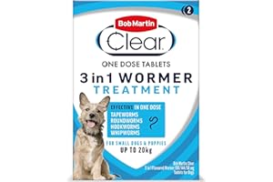 Bob Martin Clear 3-in-1 Wormer Tablets for Dogs Up To 20kg - 2 Tablets
