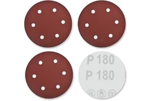 DIDATOOL Disco Abrasivo da 225 mm, 40 Pezzi 9 Pollici 6 Fori Carta Vetrata, P40 a P400 Carta Vetrata per Levigatrici, Smerigliatrici per Cartongesso, Levigatrice per Muro Eccetera (P180)