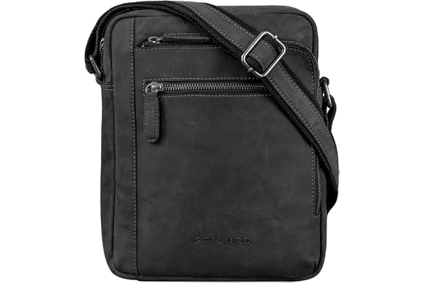 STILORD Bruce Sacoche Hommes Bandoulière Cuir Petite Besace Vintage Homme pour Tablette iPad 9.7 Pouces Sac Messager à l'Épaule en Cuir Véritable Couleur:Zamora - Marron
