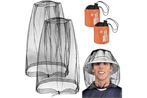 GRANTOP 2 Pieces Mosquito Head Net, Nylon Face Net Mesh,Mesh Bug Net for Outdoor Hiking Camping Climbing Fishing and Walking (Dark black)