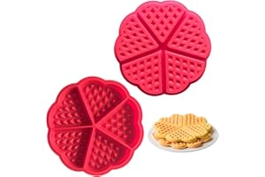 VTYTZZ 2 Pièces Moules À Gaufres En Silicone,Moule Gaufre Air Fryer,5 Cavités Moules À Muffins En Silicone Antiadhésifs,Moules À Gaufres En Forme De Coeur,Pâtisserie Pour La Cuisson Des Gaufres