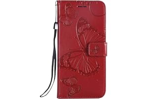 DENDICO Cover per Huawei Y5 2018 / Honor 7S, Pelle Portafoglio Custodia per Huawei Y5 2018 / Honor 7S Custodia a Libro con Funzione di appoggio e Porta Carte di Credito - Rosso