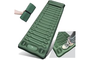 BLUEVER Matelas de Camping, Matelas autogonflant de 14 cm d'épaisseur pour l'extérieur avec Pompe à Pied, Matelas pneumatique imperméable et Durable pour la randonnée et Le Sac à Dos