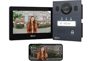 Goliath Basic Video Türsprechanlage, 2 Draht Bus, 7" Monitor, Unterputz Türklingel mit Kamera, Gegensprechanlage mit Türöffner und Klingel, 1 Familienhaus, Plug & Play, Smartphone App, AV-BLS-02U