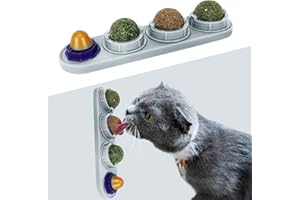 TOHDNC Catnip Ball per la Parete dei Gatti, 4 Pack Catnip Giocattoli, Edibili Kitty Giocattoli, Extra Cat Energy Ball per i gatti Lick, Sano Gatto Pulizia Dentale Chew Toys