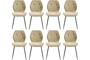 JZGORC Set di 8 Sedie da Sala da Pranzo, Sedia da Cucina in Tessuto a Quadri di Lino, Sedia Imbottita con Spugna ad Alta Densità, Adatta per Sala da Pranzo, Cucina, Soggiorno, Camera da Letto - Verde