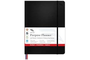 ROTERUNNER Purpose Planner Undated Monthly Weekly Daily Productivity Journal 2023 Optimised Life, Goal Setting & Business Tool for Academic Student, Professionals, Mums - Leather Day Organiser Notebook