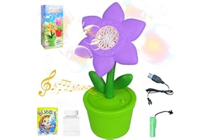 NHCUIJUN Children's Bubble Machine,Bubble Machine Produces 3000+Bubbles Per Minute,Rechargeable AutomaticBubble Machine With Lights,Music+Silent Design Sunflower Bubble Machine,PartyWeddingGardenGirl Plaything