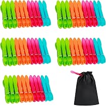 Set 60 Mollette Da Bucato Con Cestino - Antivento, Senza Impronte, In Plastica E Acciaio Inox, Multiuso