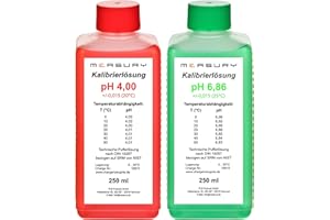 Measury pH Kalibrierlösung 4.00 und 6.86 - hergestellt in Deutschland, pH Pufferlösung je 250ml, Eichlösung Rot/Grün, Kalibrierflüssigkeit Set Eichflüssigkeit