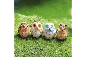 ‎PURPLE STAR Purple Star Mini Eulen 4 Stück Kleine Eulen Figuren Miniatur Eule Deko für Feengarten Zubehör Mini Tiere Figuren Harz für Mikro-Landschaft Kuchendekoration Owl Geschenke Weiß