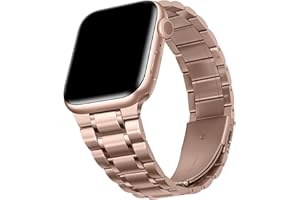 HITZEE Metall Armbänder Kompatibel with Apple Watch Armband 42mm 41mm 40mm 38mm, Edelstahl Ersatzband Damen Herren Band Kompatibel für iWatch Serie 10 9 8 7 SE 6 5 4 3 2 1, Roségold