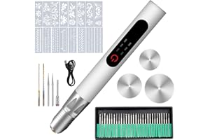 DRISUBT Długopis do grawerowania USB, wyświetlacz zasilania, akumulatorowy, mini grawerowany długopis z akcesoriami, bezprzewodowy zestaw do grawerowania drewna, do metalu, szkła, kamienia, biżuterii, gwoździ, ceramiki