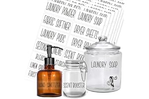 144 Laundry Room Labels, Prefdo Modern Waterproof Preprinted Black All Caps Stickers for Linen Closet and Laundryroom Organization(Black)