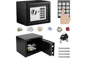 JUPITOR 4.6L Digital Steel Safety Box Electronic Cabinets Safes Security Large Capacity with Full-digit Keypad/2 Override Key/2 Installing Bolts Wall for Home Office Money Cash Valuables (17x23x17cm) Black