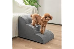 Mora Pets Hundetreppe für Kleine Hunde Haustiertreppe für Bett und Sofa Hunde Treppe rutschfeste waschbarer Bezug Katzentreppe Hunderampe aus Schwamm 3 Stufen