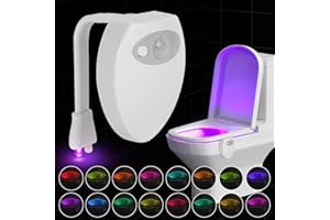 NEWNEN LED Toilet Light with Motion Sensor: USB Charging 16 Colours Toilet Light - IP65 Waterproof Toilet Light for Bathroom and Laundry Room - As a Fun Gift for Friends or Family (1 Piece, White)