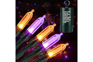 Joomer Halloween Naranja Violeta Guirnalda Luces, 10M 100LED Guirnalda Luces Pilas 8 Modos, Guirnaldas Luminosas Halloween Decoracion para Exterior Interior Jardines Fiestas Bodas Patio