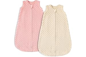 Looxii Sacco Nanna per Bambini 18-24 Mesi 2 Pack 1.5TOG in Cotone Coperta Indossabile per Bambini Sacco a Pelo per Neonato con Cerniera a 2 Vie Albicocca e Rosa