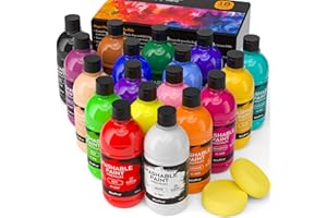 Nicpro 18 Farben Abwaschbares Temperafarbe für Kinder, 250 ML Fingerfarben ungiftig Acrylfarben Set, Kinder Eierfarben für Kunst, Handwerk diy, Poster, Schule, Weihnachten, Party, Klassenzimmer