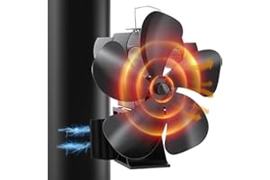 Xmasneed Ofenventilator, 4 Flügel-Kaminventilator Ohne Strom Leiser Betrieb, Magnetisch Ofen Ventilator, Hitzebetrieben Kamin Ventilator Ohne Strom für Holz/Holzbrenner/Kamin