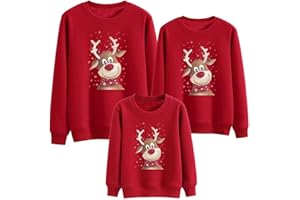 Jimmackey Pull Noel Famille Sweat Femme Homme Enfants Famille Longue Manches Tops Christmas Sweater Pulls De Noël Familles Col Rond Christmas Sweat-Shirt Manche Longue Hiver Chaud