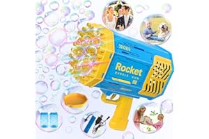 WOHHOO Bubble Machine Gun Kids Toys, 69 Holes Electric Bubble Gun Blue Toy with Colorful Lights and Thousands Bubbles,Bazuka Favors Fun Gifts for Toddler Girl Boy Kidsy (Blue)