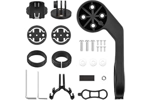 RWSRW Soporte Extendido Frontal Multifunción para Bicicleta Compatible con Garmin/Wahoo/Bryton/CooSpo Montura Luz Delantera Liberación Rápida Impermeable IPX5 para Manillar 22-23mm