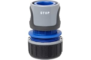 TATAY Conector Rápido STOP Premium para Mangueras de 3/4 pulgadas 19mm, Conector a Racor Universal, Fácil Instalación, Protección Solar, Gris - Negro