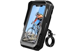 KTUEOV Soporte Movil Moto Impermeable, Universal Soporte Movil Bicicleta Scooter 360° Rotación Soporte Telefono Moto con Pantalla Táctil y Visera Solar, Soporte Movil Bici Manillar para 4.7-6.7" Móvil