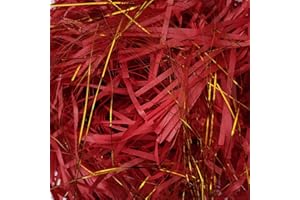 ANJING 500g Shredded Tissue Paper, Shredded Paper for Hampers, Ideal Hamper Filling and Gift Packaging Filler, Golden Silk Red