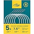 SF 6 Pack Pre Knotted Nylon Fly Fishing Lines 7.5ft 9ft 12ft 0x1x2x3x4x5x6x7x