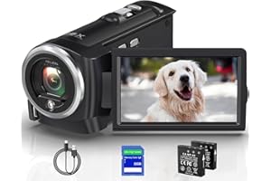 FANQUTU Camcorder Videokamera 2.7K 56MP Vlogging Camera für YouTube, 16X Digitalzoom 2,8 Zoll 270 Grad Drehung LCD -Bildschirm Camcorder mit LED-Fülllicht, 32 GB SD -Karte und Batterien
