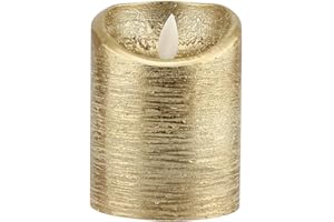 Aigend Lume di candela - Candele a LED senza fiamma Fiamma oscillante Candele elettriche Matrimoni Funziona a batteria per regali e decorazioni, (7,5x15 cm) Oro