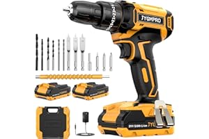 JYGMPRO Trapano Avvitatore Batteria 21V, con 2 Batterie da 2.0Ah, 14 Accessori, 42N.m di Coppia con Avvitatore Elettrico, 2 Velocità, 25+3 Coppia, Luce a LED, Per il Fai da te, in Casa e Giardino