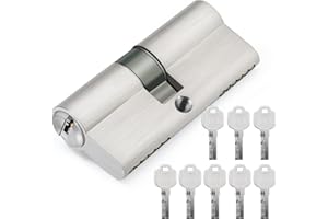 Hengsong Schließzylinder 30/30 Zylinderschloss,mit 8 Schlüssel,Profilzylinder für Haustür,Türzylinder für Haustür,Türschloss Innentür,ca.6cmx1.5xmx3cm,Silber