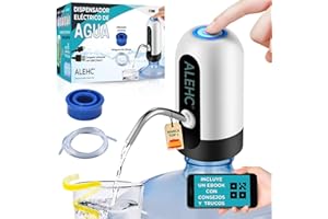 ALEHC® Dispensador de Agua para Garrafas con Adaptador Universal y Manguera - Recargable USB Tipo C - Compatible 2L-20L - Portátil para Camping, Hogar, Oficina - Silicona Alimentaria, Sin BPA