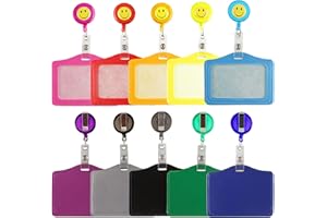AIPAIDE 10Pcs Fundas de Soporte de Tarjeta ID, Portatarjetas Plásticas con Carrete Retráctil de Insignia Colgante, Soporte de Tarjeta para Oficina, Escuela (Multicolor)