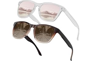 Ulknyss Occhiali da Sole Donna Polarizzati Quadrati Occhiali da Sole Alla Moda 2 paia Occhiali Sole Retrò UV400 Protezione