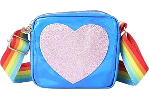 TENDYCOCO Sparkly Kids Purse Sequin Crossbody Bag Glitter Crossbody Purse Heart Purse Girl