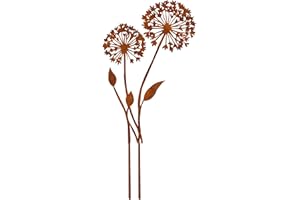 ALEMIN Rost Pusteblume Gartenstecker, Gartenzaubereien Gartensteckers Pusteblume,aus Metall Gartenfigur in Rostoptik Gartendeko