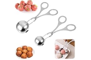 LURORA2021 Cuchara para Hacer Albóndigas con Agujero Cuchara de Albóndigas Antiadherente para El Hogar Albóndiga Cucharada Albóndiga Cucharada Acero Inoxidable Meatball Maker Pinzas Tamaño Pequeño Y Grande 2*PCS