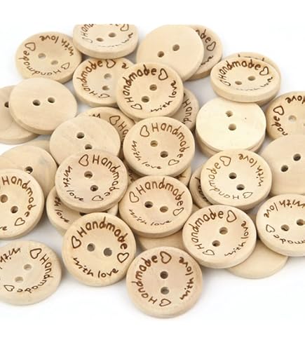 Boutons En Bois Naturel 25 Mm - Lot De 100 Pièces, 2 Trous - Pour Couture, Scrapbooking, DIY - NAMVO