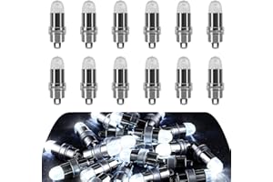 YUYWWAN Mini Luz LED, 12 Piezas Luces Pequeñas Portátil, Luces Micro LED para Globos, Luz de Casa de Muñecas, Mini Lampara LED con Orificios para Colgar (Blanco)