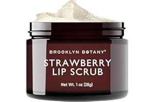 Brooklyn Botany Lip Scrub Exfoliator 28 g – Lip Moisturizer for Dry Lips and Chapped Lips – Gentle Lip Exfoliator for Smooth and Brighter Lips – Strawberry Flavor